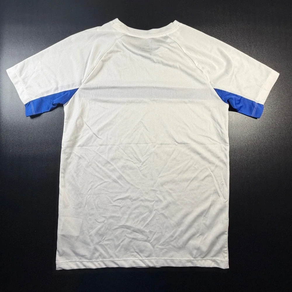 Nike Boys Dri-FIT Training Shirt White Blue Stripe Pixel Swoosh Size Large L K5